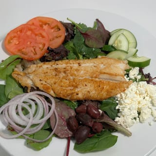 GREEK SALAD W/ GROUPER